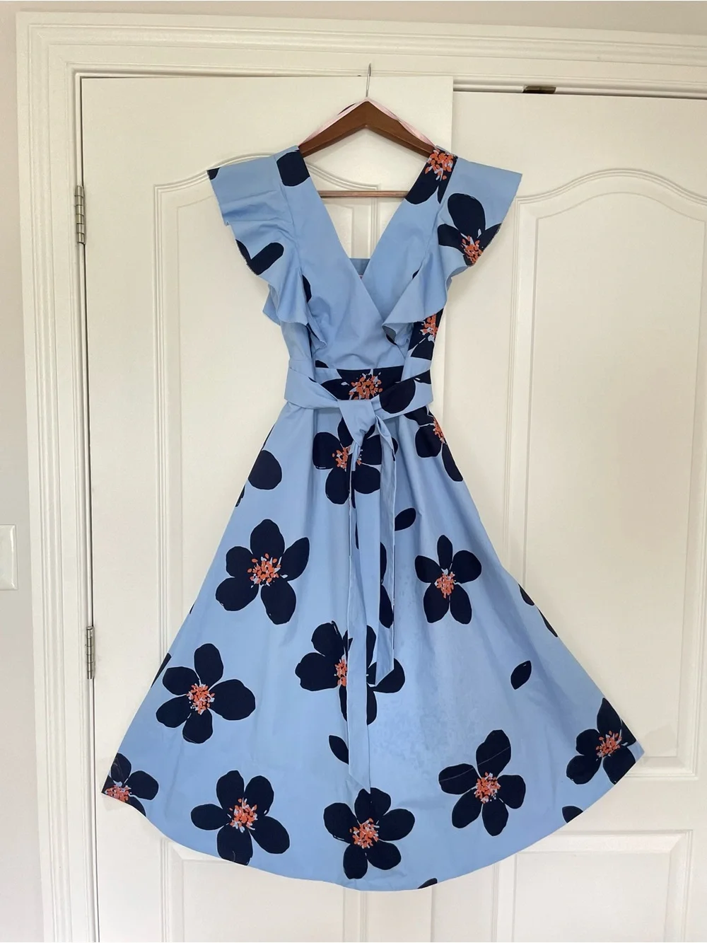 Kate Spade Grand Flora Poplin Midi Dress NWT Size 2 Blue Heron Cutout Back